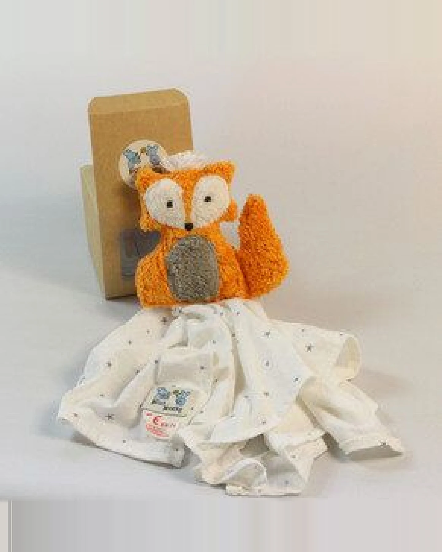 Pat und Patty Personalisertes Schmusetuch/ Schnuffeltuch, Greifling "Fuchs" ,Farbe : orange, 100 % Baumwolle-kbA – Ansicht 2