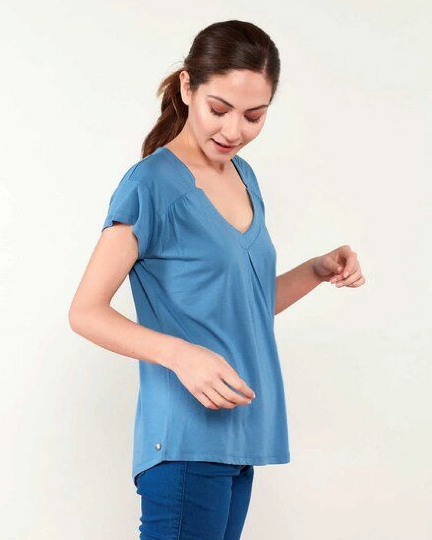 ORGANICATION T-shirt aus TENCEL und Baumwolle mit längerem Rückenteil – Ansicht 3