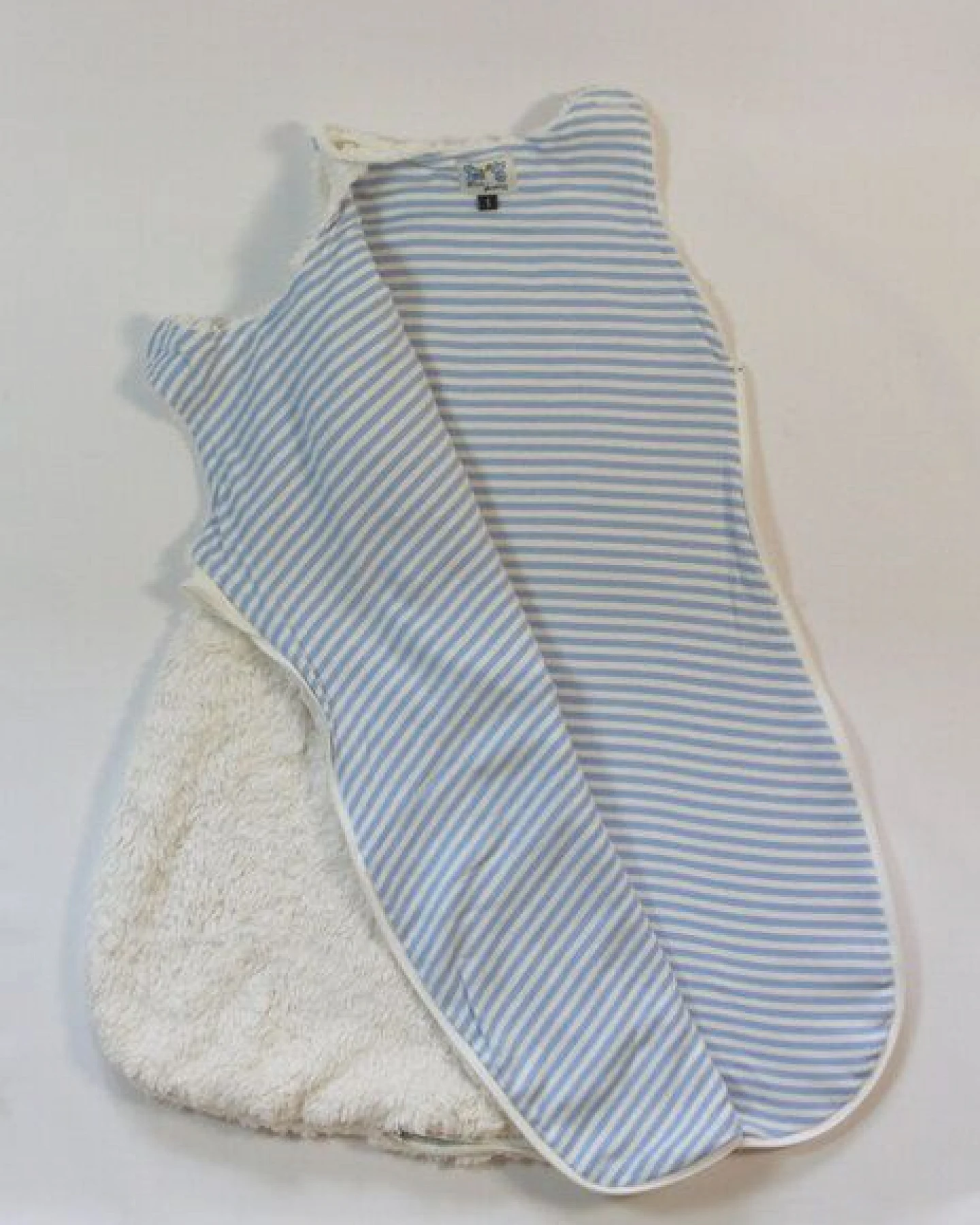 Pat und Patty Babyschlafsack "Schaf" hellblau/natur-gestreift , 100 % Baumwolle (kbA) – Ansicht 3
