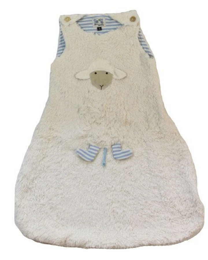 Pat und Patty Babyschlafsack "Schaf" hellblau/natur-gestreift , 100 % Baumwolle (kbA)