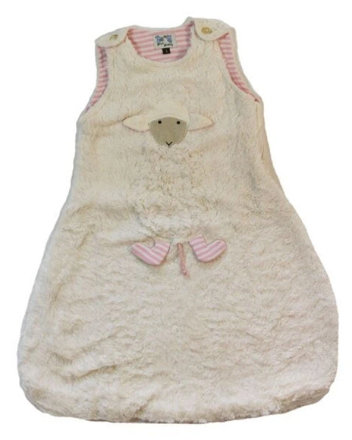 Pat und Patty Babyschlafsack "Schaf" rosa/natur-gestreift , 100 % Baumwolle (kbA)