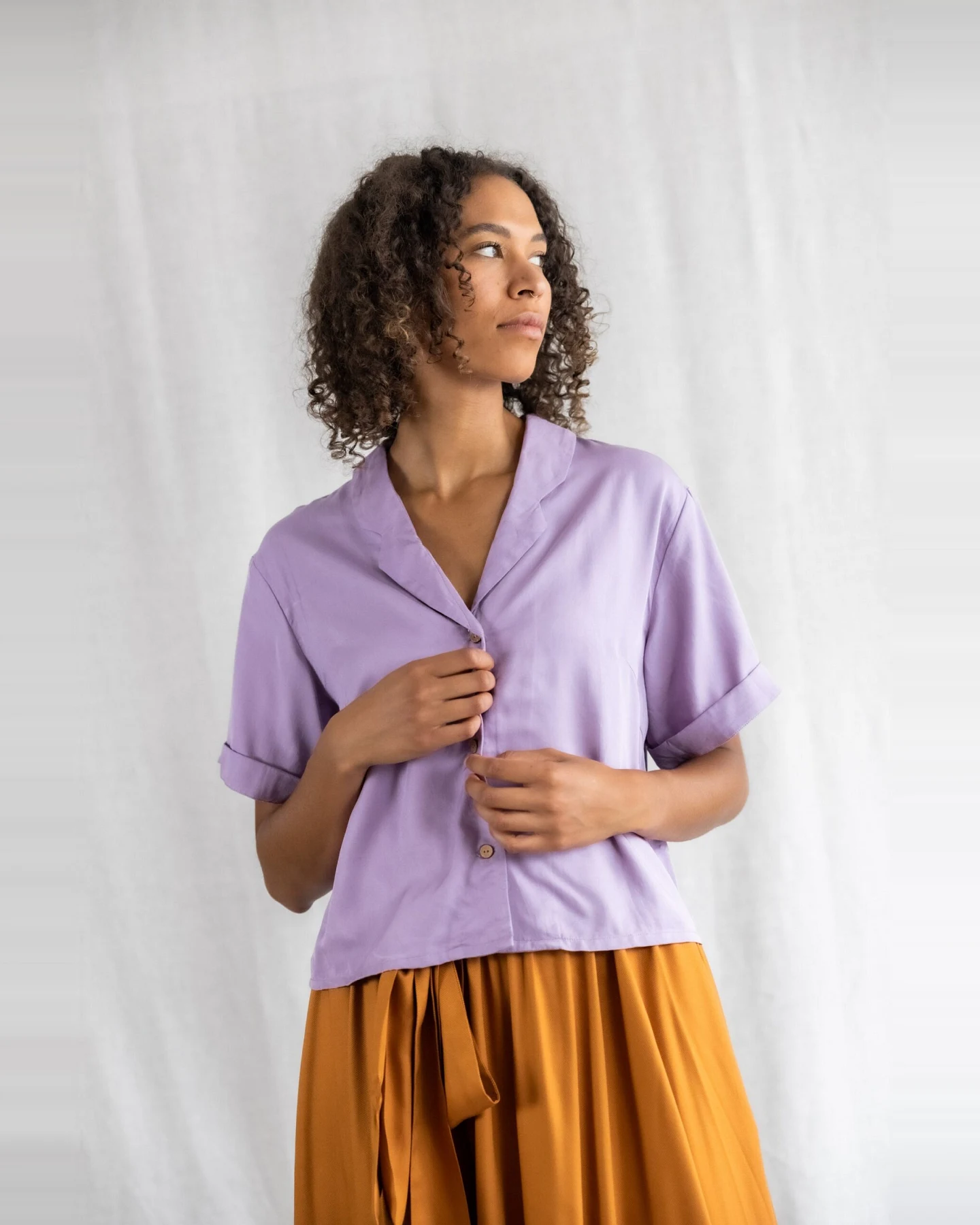Jyoti - Fair Works Damen vegan Bluse Avaani Flieder – Ansicht 2