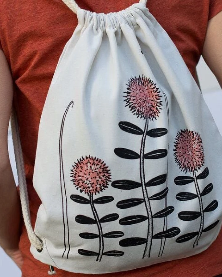 Cmig Waldblumen Beutel / Gymbag in natur weiß