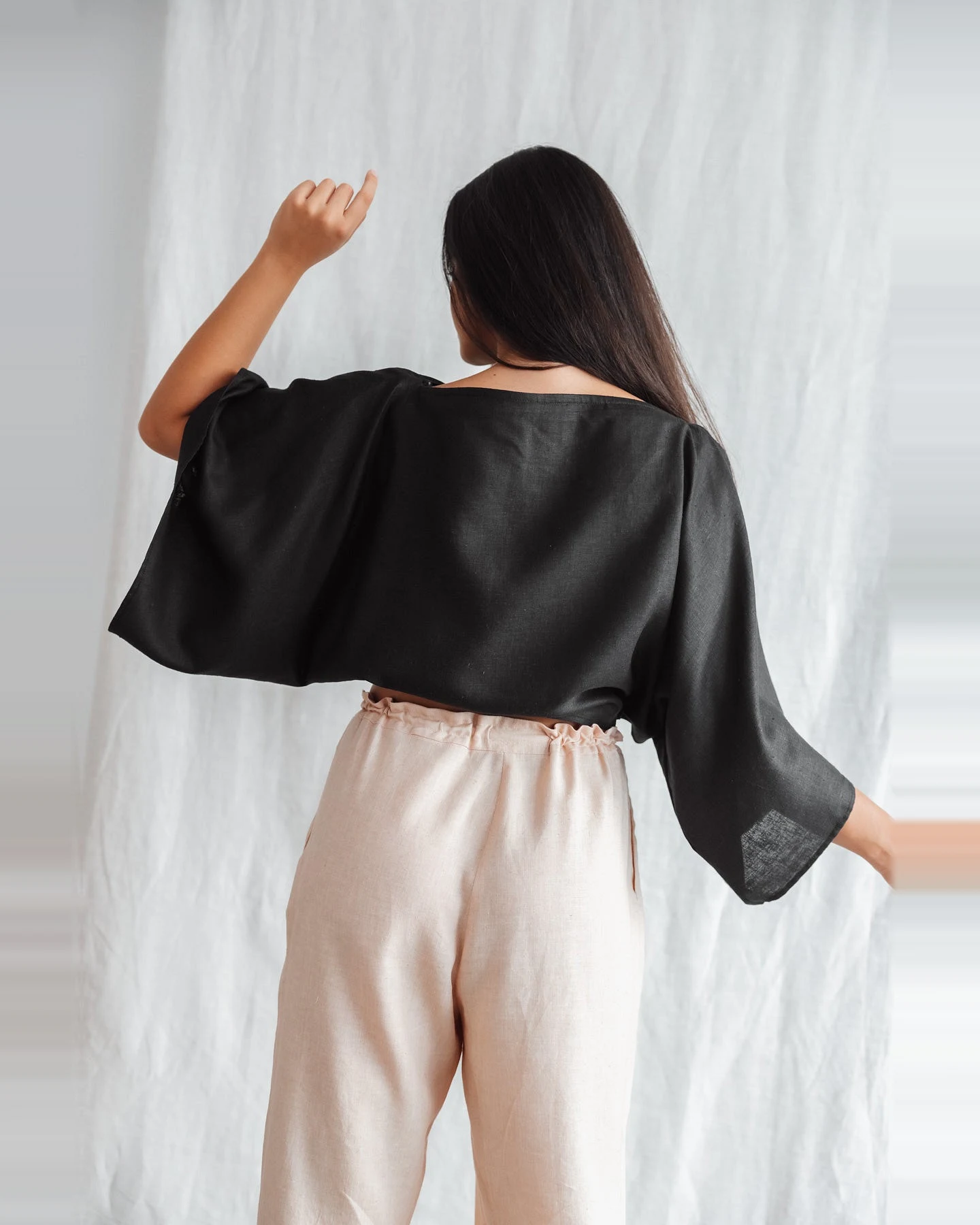 Jyoti Fair Works Damen vegan Bluse Risay Schwarz – Ansicht 2