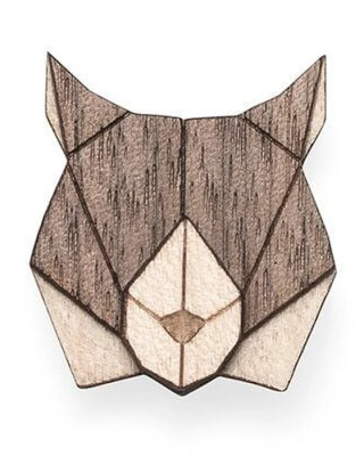 BeWooden Brosche aus Holz - Luchs