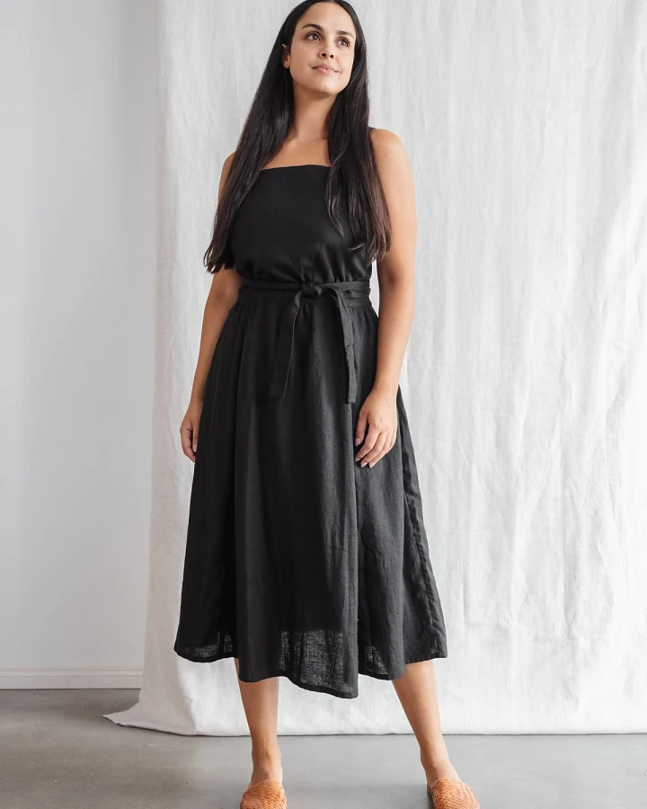 Jyoti Fair Works Damen vegan Wickelkleid Padmini Schwarz
