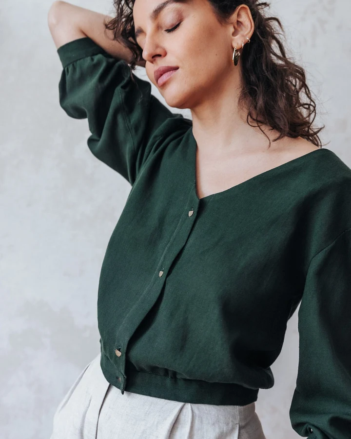 Jyoti - Fair Works Damen vegan Bluse Sahay Olive