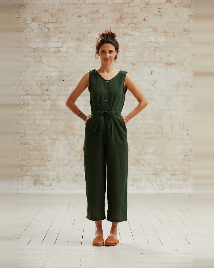 Jyoti Fair Works Damen vegan Jumpsuit Daksha Olivgrün