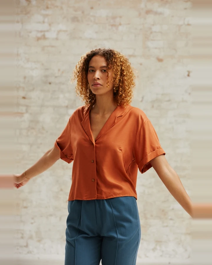 Jyoti Fair Works Damen vegan Bluse Avani Rust