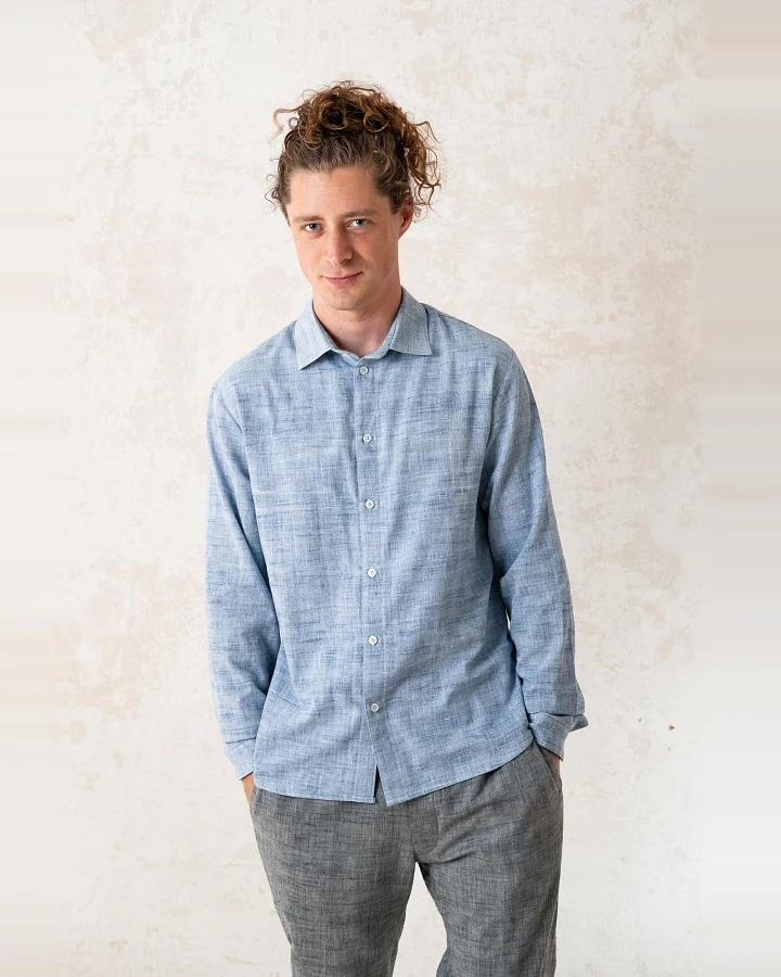 Jyoti Fair Works Herren vegan Hemd Slim-Fit Hilu Hellblau