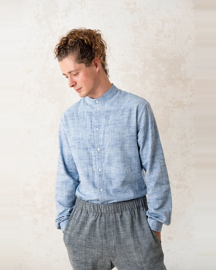 Jyoti Fair Works Herren vegan Hemd Slim-Fit Hemd Hellblau