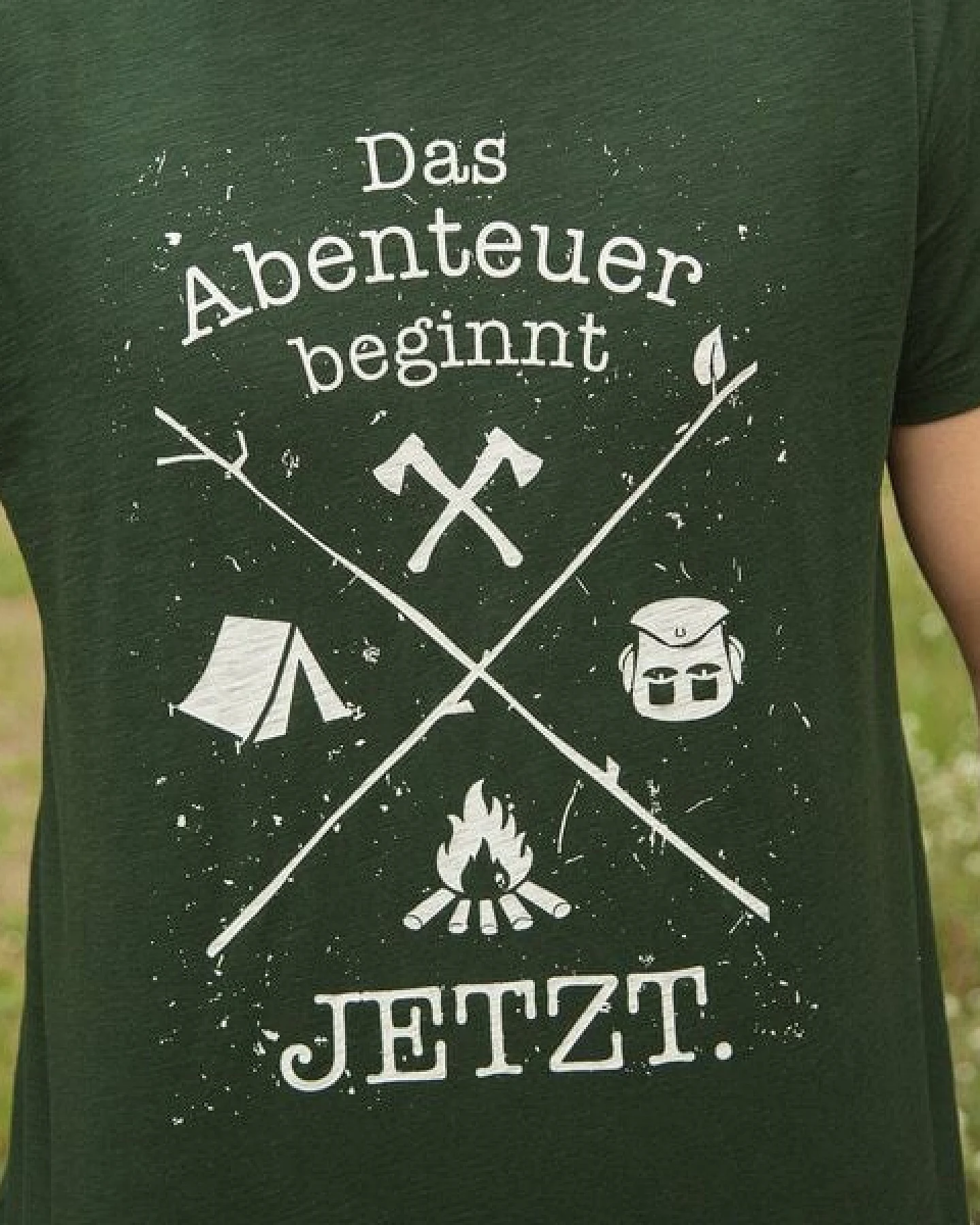päfjes Das Abenteuer beginnt jetzt. - Fair gehandeltes Bio Männer T-Shirt - Slub Green – Ansicht 3
