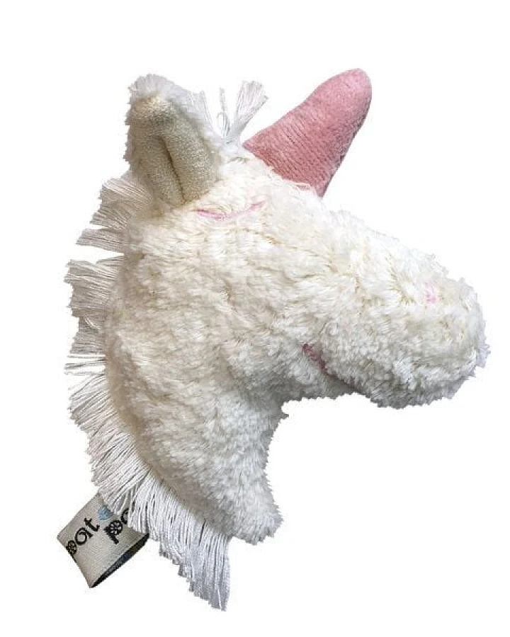 Pat und Patty Kuscheltier Greifling mit Rassel "Einhorn" Kopf , 100 % Baumwolle-kbA