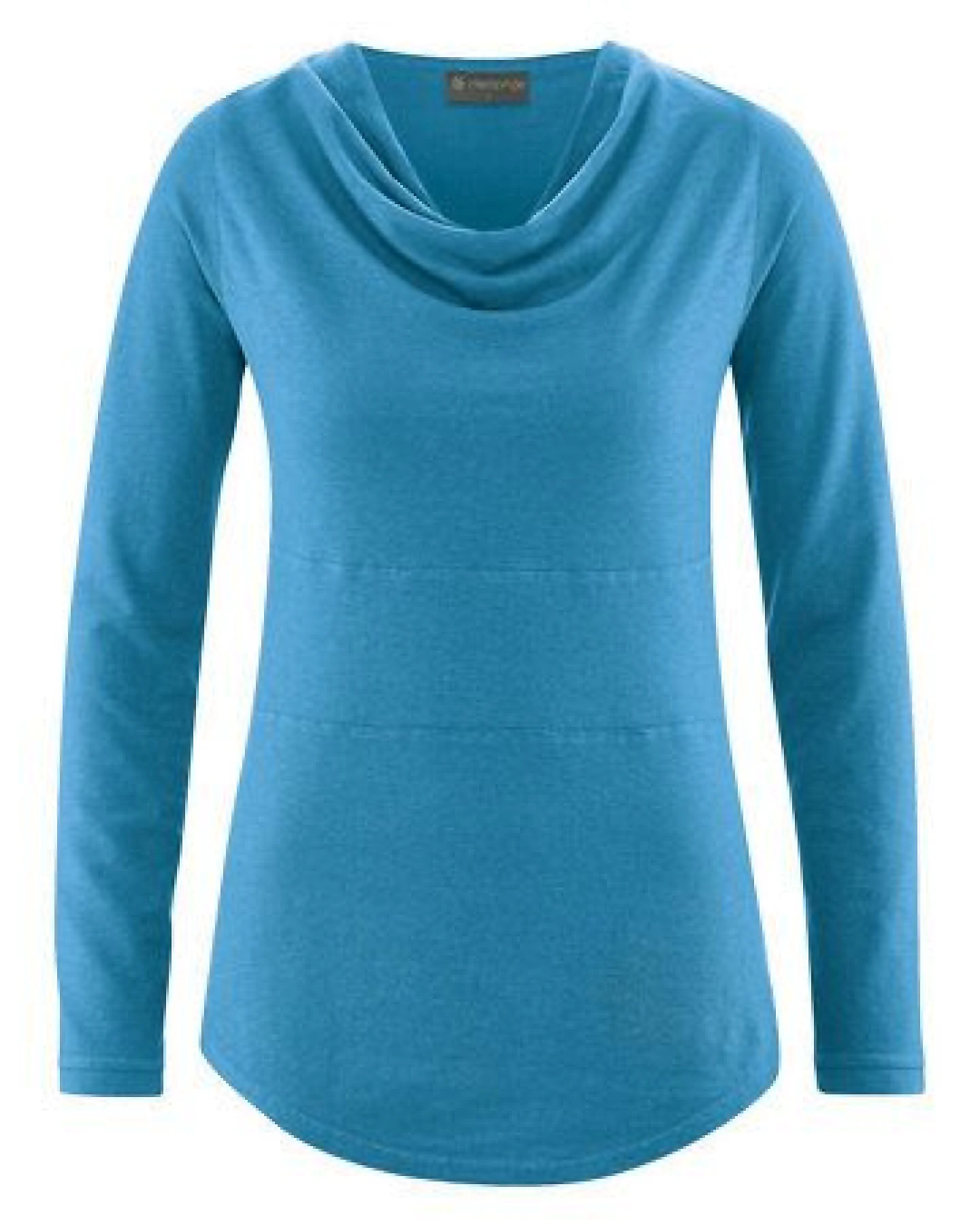 HempAge Damen Langarmshirt mit Wasserfallkragen Hanf/Biobaumwolle – Ansicht 2