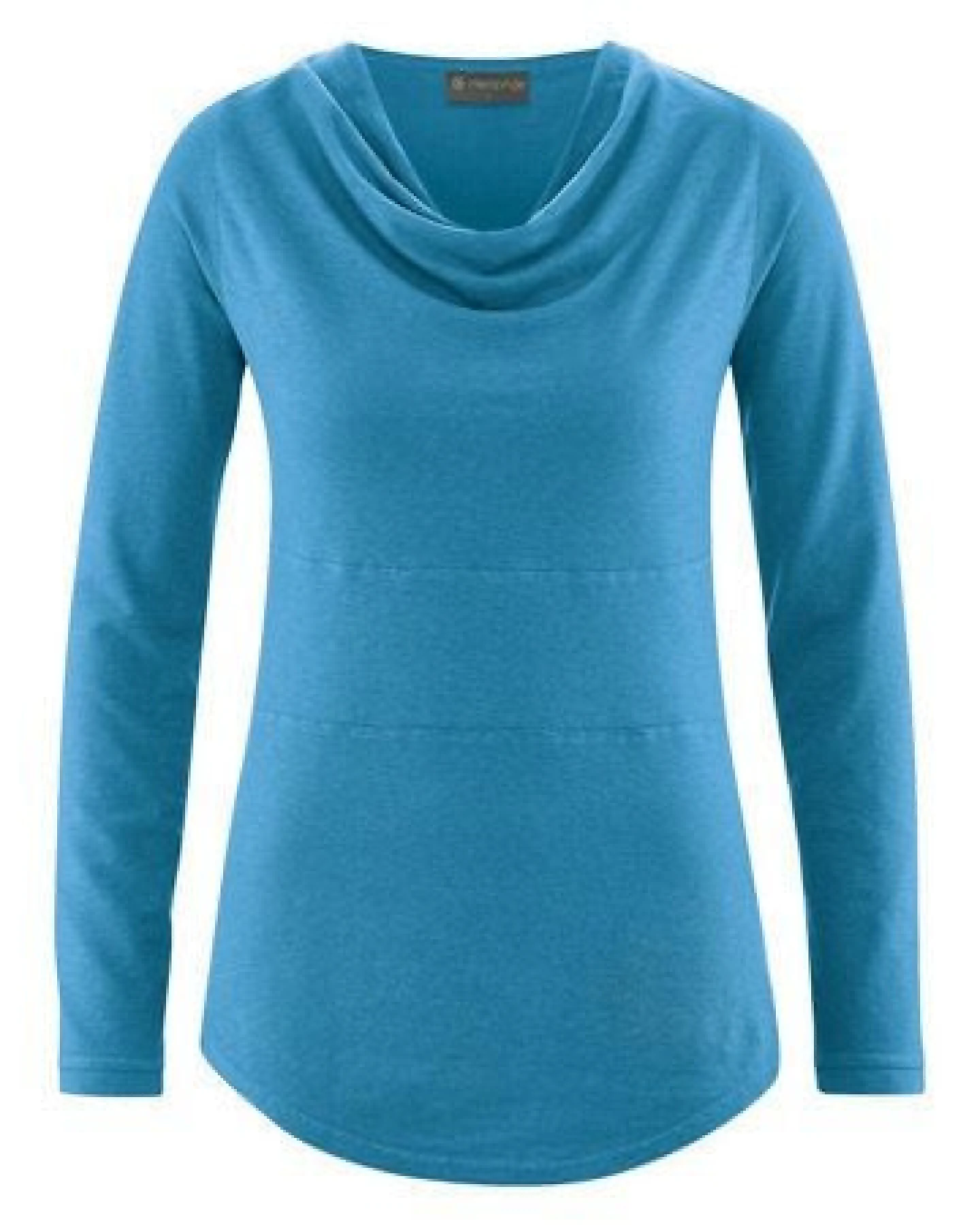 HempAge Damen Langarmshirt mit Wasserfallkragen Hanf/Biobaumwolle – Ansicht 2