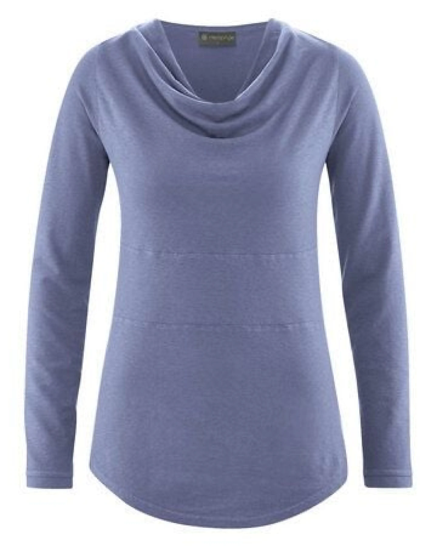 HempAge Damen Langarmshirt mit Wasserfallkragen Hanf/Biobaumwolle – Ansicht 2