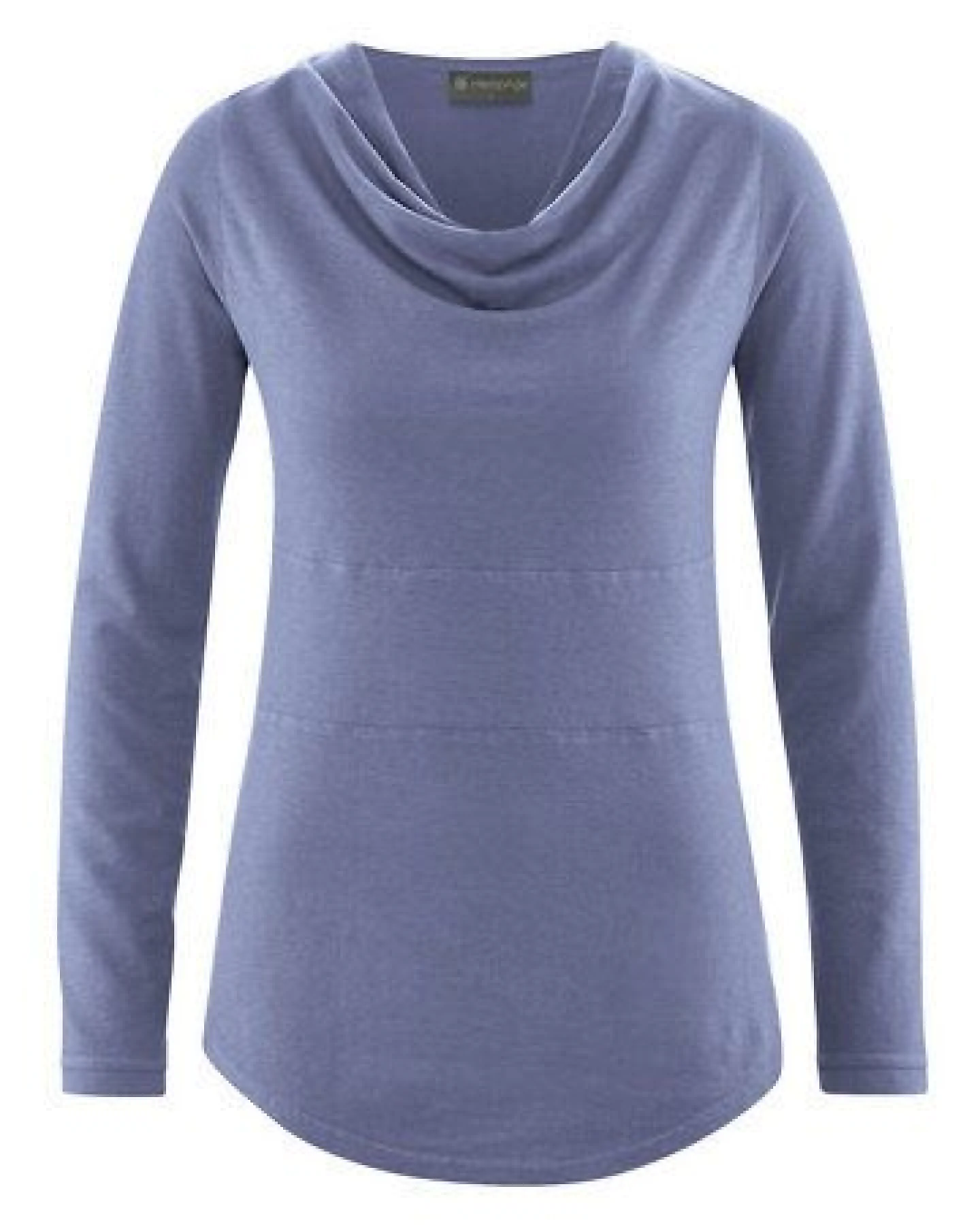 HempAge Damen Langarmshirt mit Wasserfallkragen Hanf/Biobaumwolle – Ansicht 2