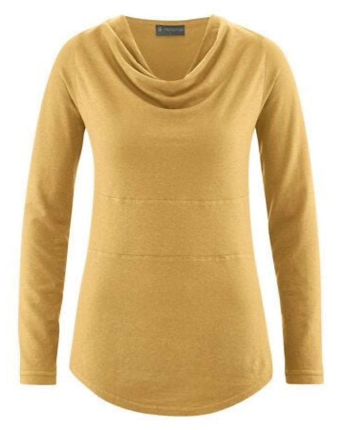 HempAge Damen Langarmshirt mit Wasserfallkragen Hanf/Biobaumwolle – Ansicht 2