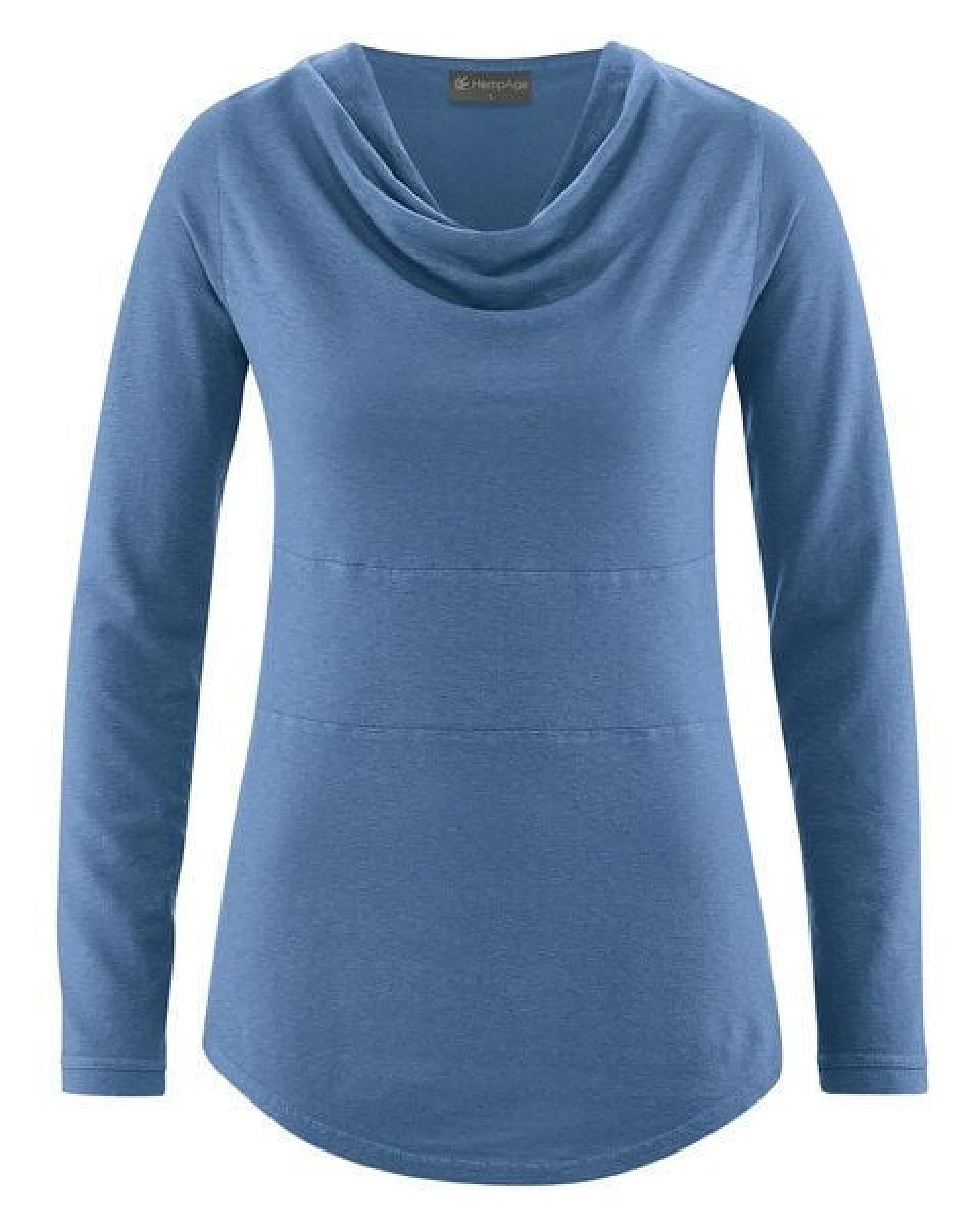 HempAge Damen Langarmshirt mit Wasserfallkragen Hanf/Biobaumwolle – Ansicht 2
