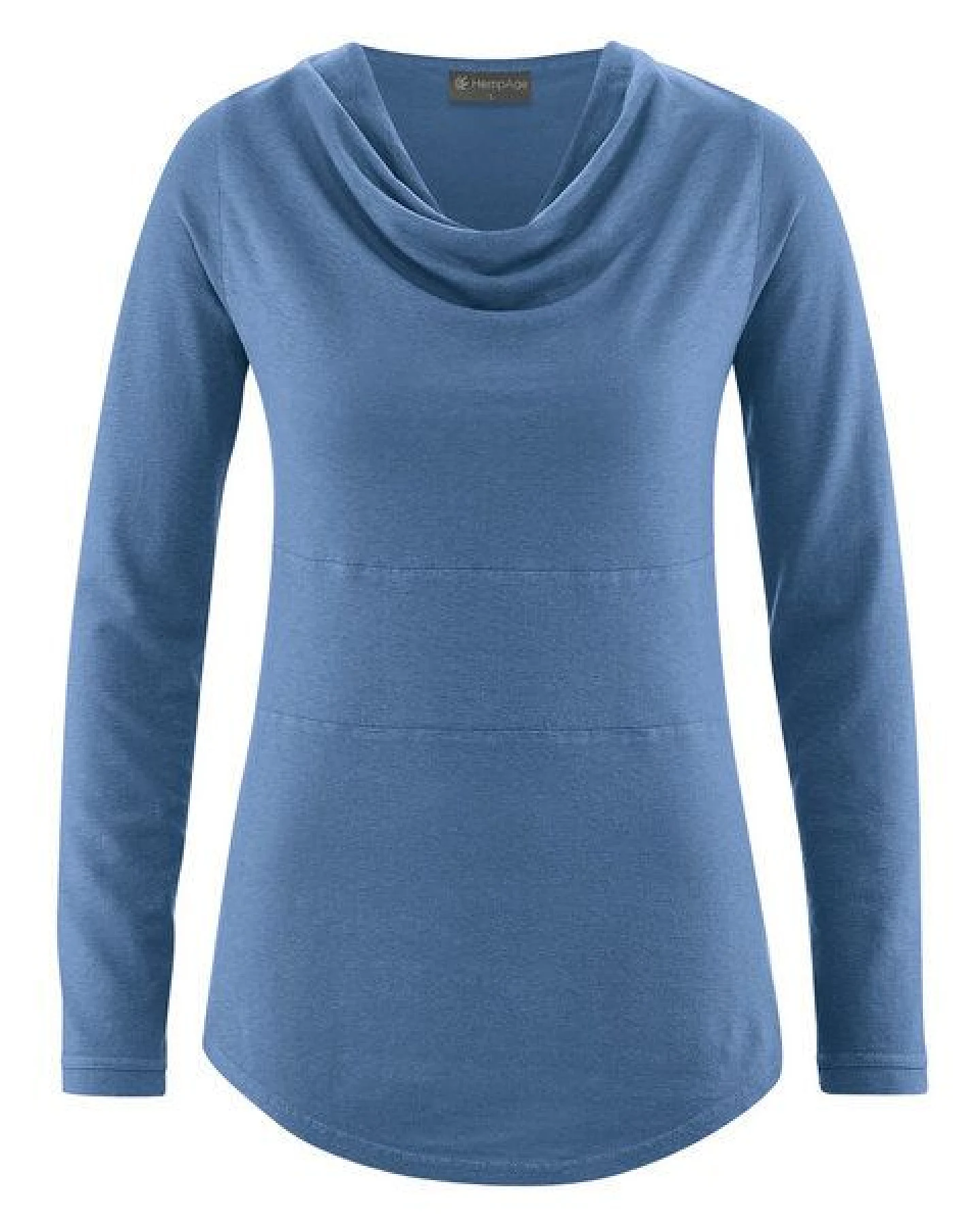 HempAge Damen Langarmshirt mit Wasserfallkragen Hanf/Biobaumwolle – Ansicht 2