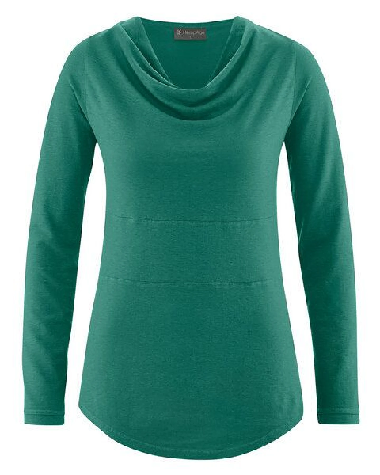 HempAge Damen Langarmshirt mit Wasserfallkragen Hanf/Biobaumwolle – Ansicht 2