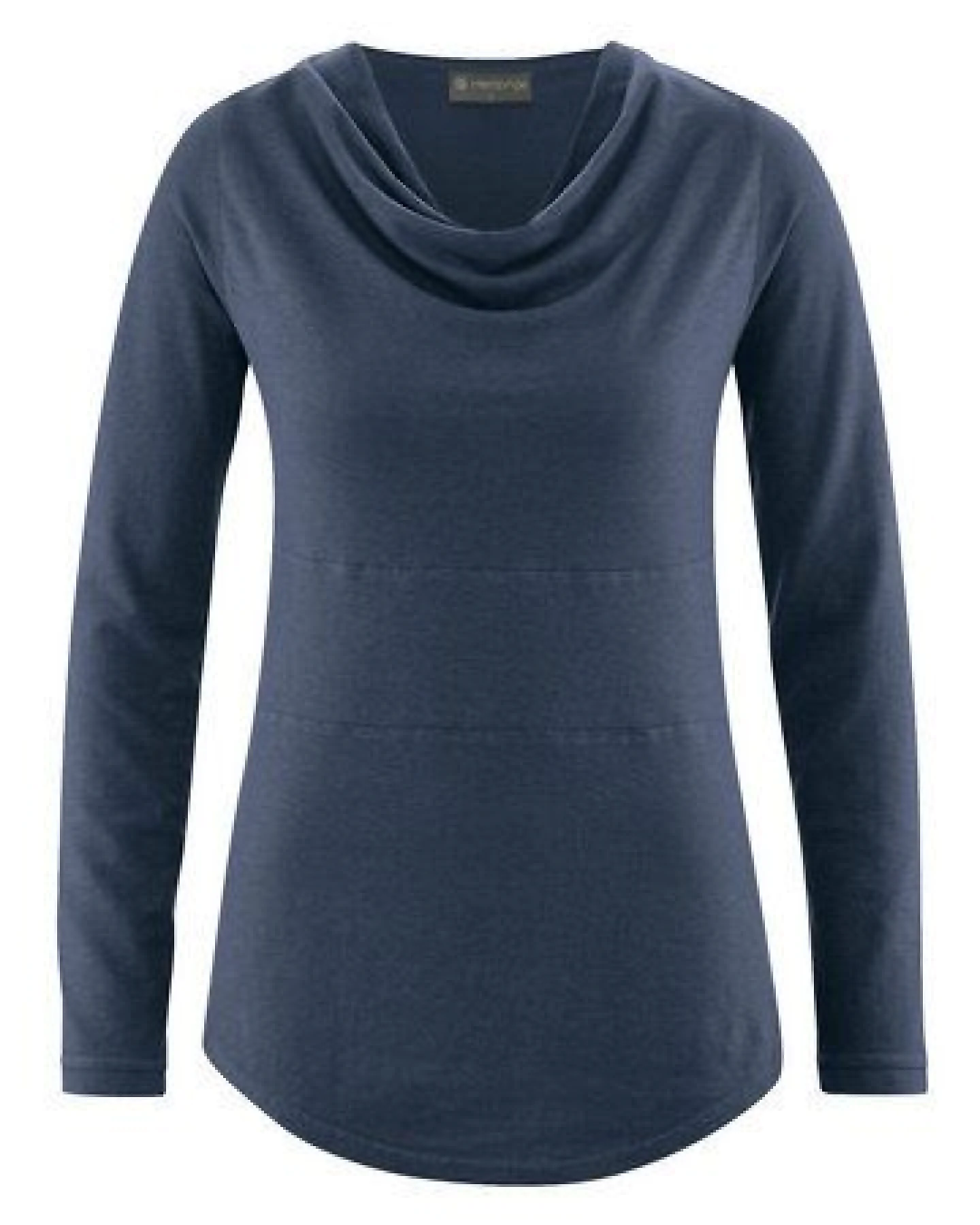 HempAge Damen Langarmshirt mit Wasserfallkragen Hanf/Biobaumwolle – Ansicht 2