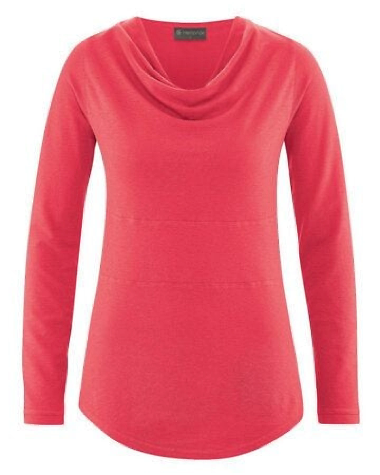 HempAge Damen Langarmshirt mit Wasserfallkragen Hanf/Biobaumwolle – Ansicht 2