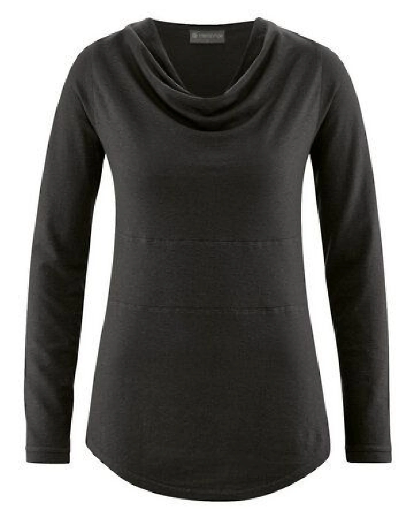 HempAge Damen Langarmshirt mit Wasserfallkragen Hanf/Biobaumwolle – Ansicht 2