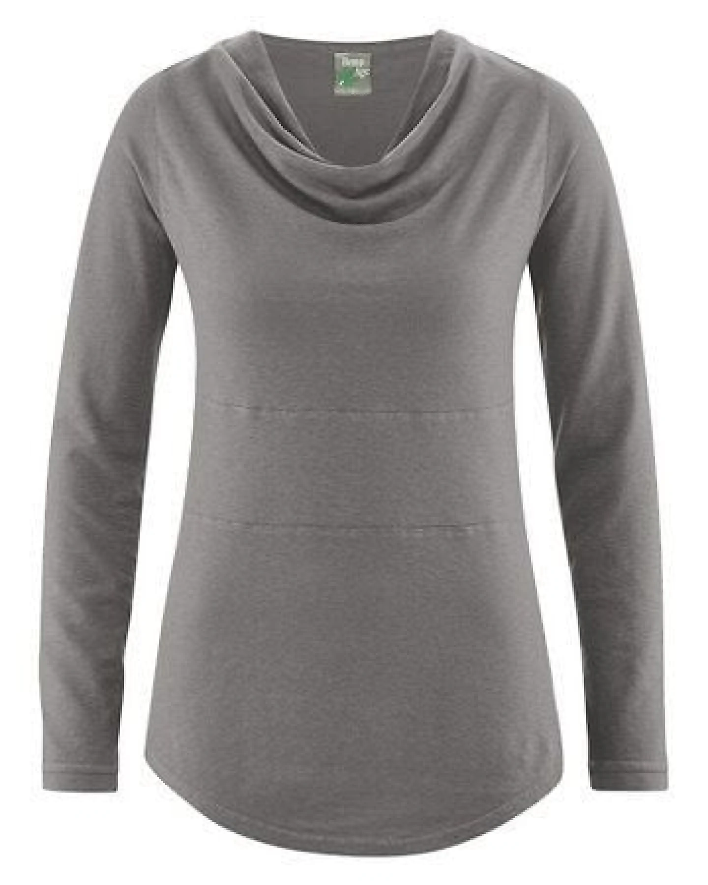 HempAge Damen Langarmshirt mit Wasserfallkragen Hanf/Biobaumwolle – Ansicht 2