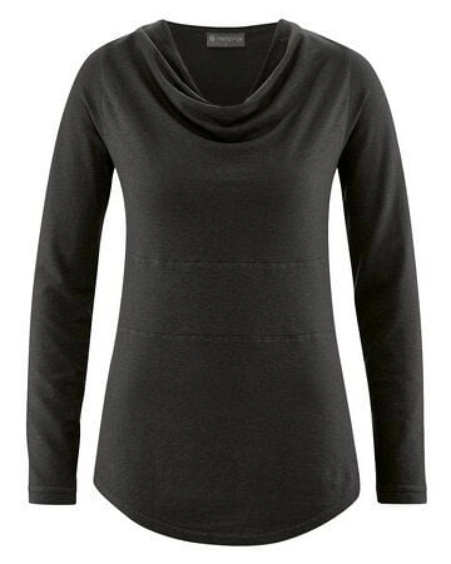 HempAge Damen Langarmshirt mit Wasserfallkragen Hanf/Biobaumwolle – Ansicht 2