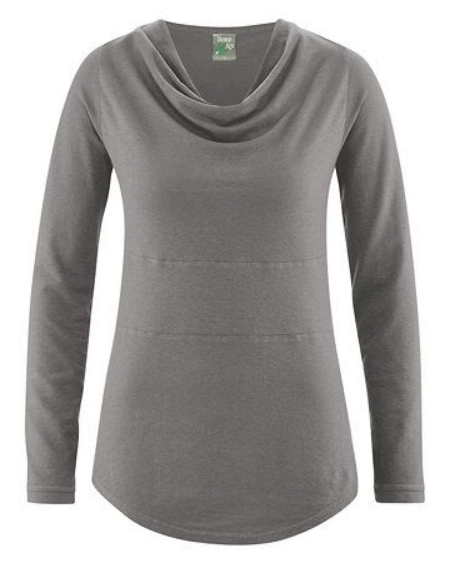 HempAge Damen Langarmshirt mit Wasserfallkragen Hanf/Biobaumwolle – Ansicht 2