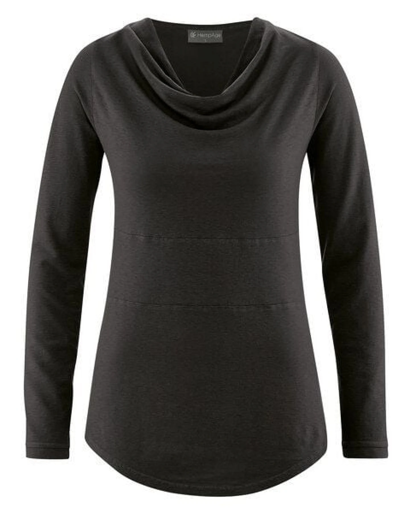 HempAge Damen Langarmshirt mit Wasserfallkragen Hanf/Biobaumwolle – Ansicht 2