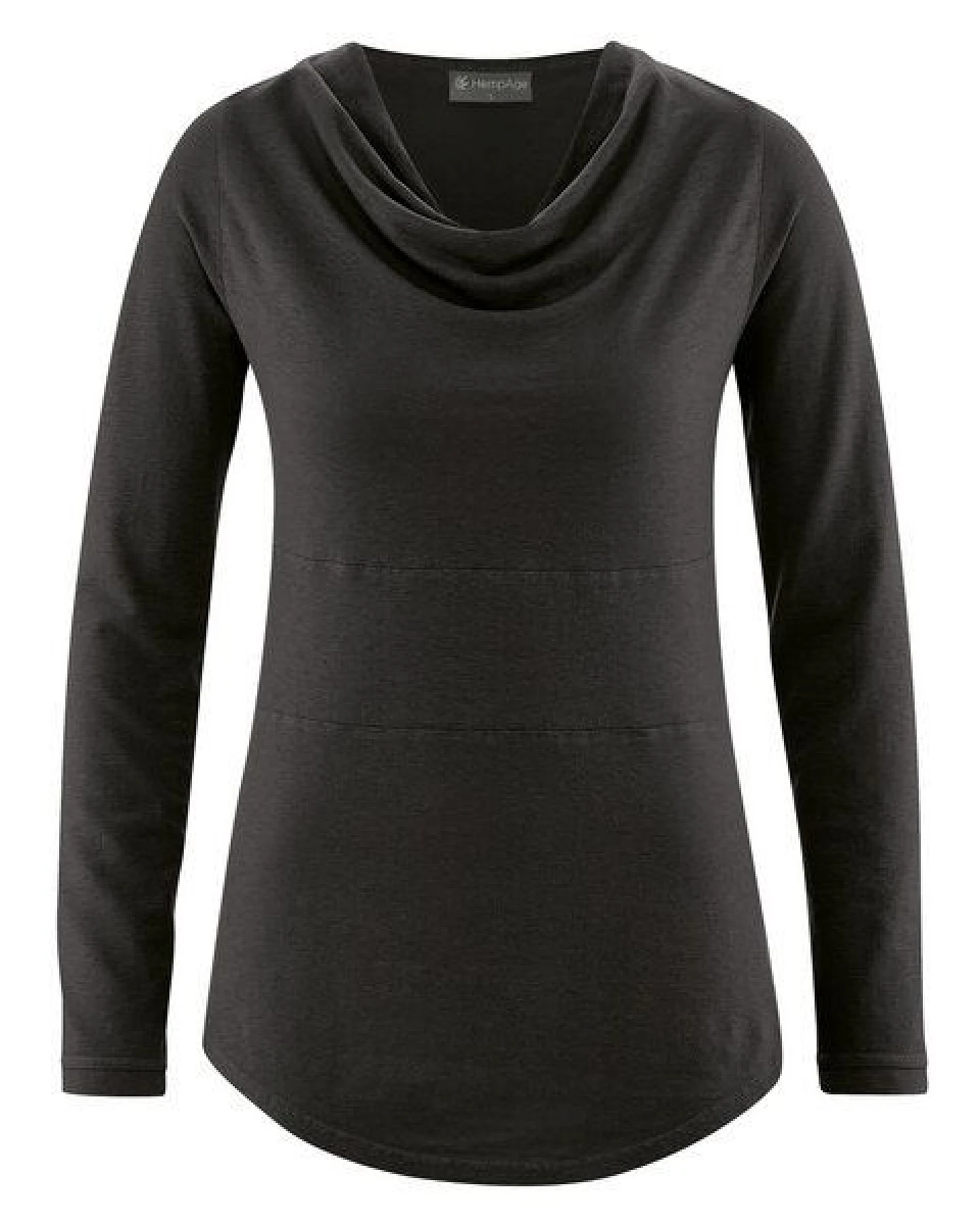 HempAge Damen Langarmshirt mit Wasserfallkragen Hanf/Biobaumwolle – Ansicht 3