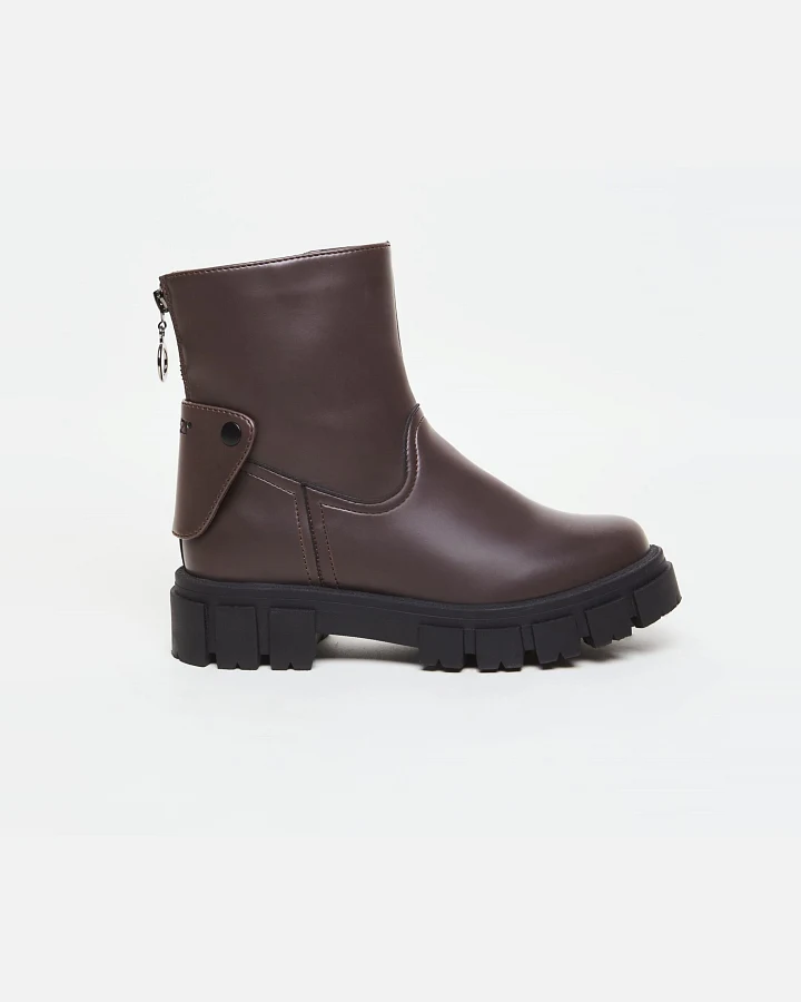 AGAZI Damen vegan 2in1 Stiefel Kama Veganes Öko-Leder Schokoladenbraun