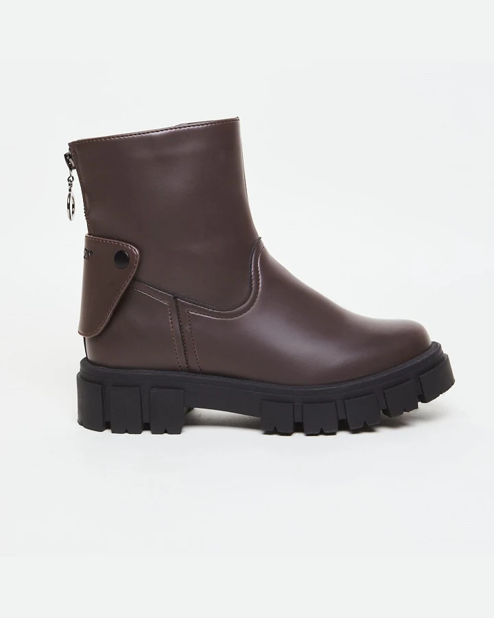 AGAZI Damen vegan 2in1 Stiefel Kama Veganes Öko-Leder Schokoladenbraun