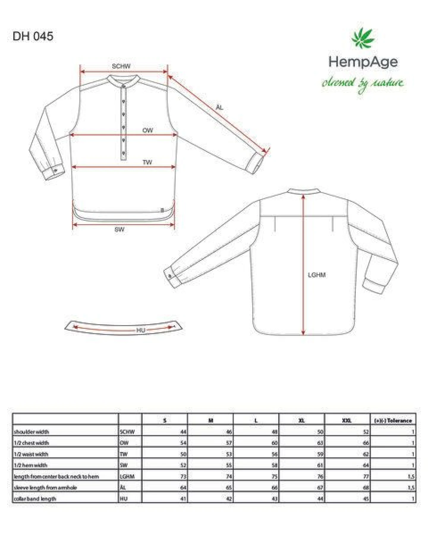 HempAge Herren Hemd mit Stehkragen/Schlupfhemd Bio-Baumwolle/Hanf – Ansicht 4