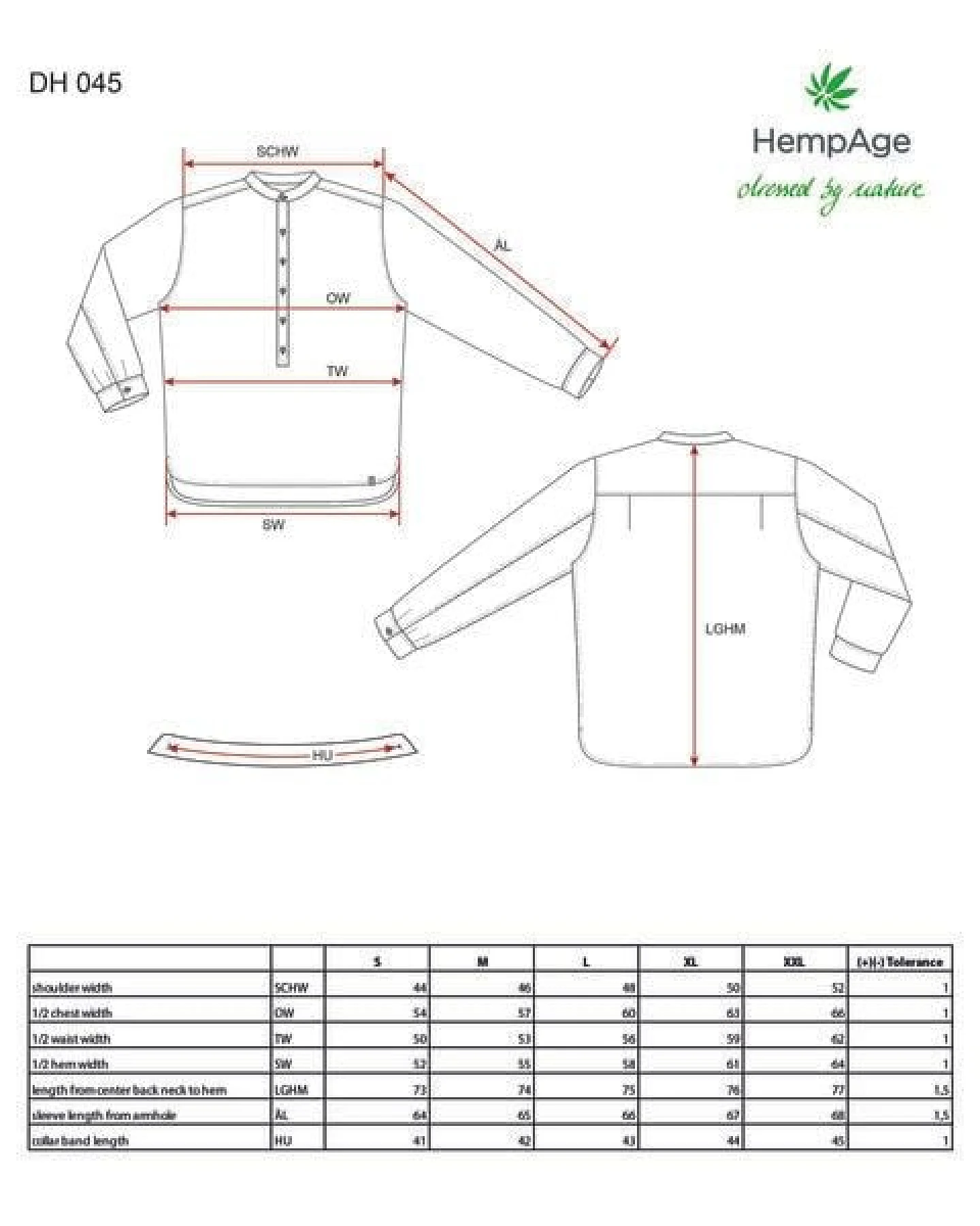 HempAge Herren Hemd mit Stehkragen/Schlupfhemd Bio-Baumwolle/Hanf – Ansicht 4