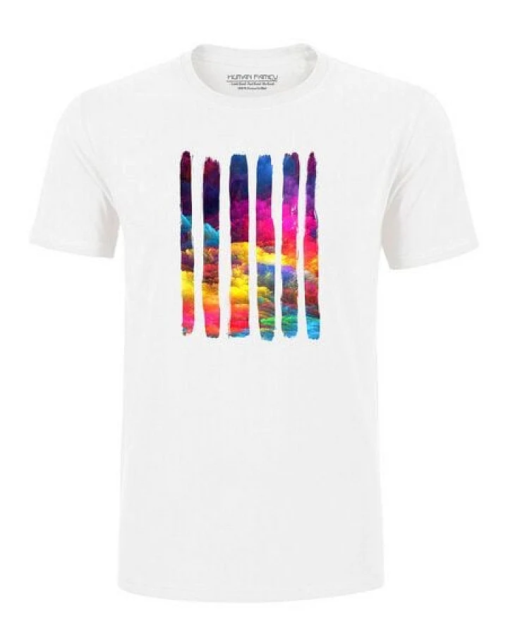 Human Family Herren Sommer T-Shirt "Colour Splash" in weiß aus 100% Bio-Baumwolle
