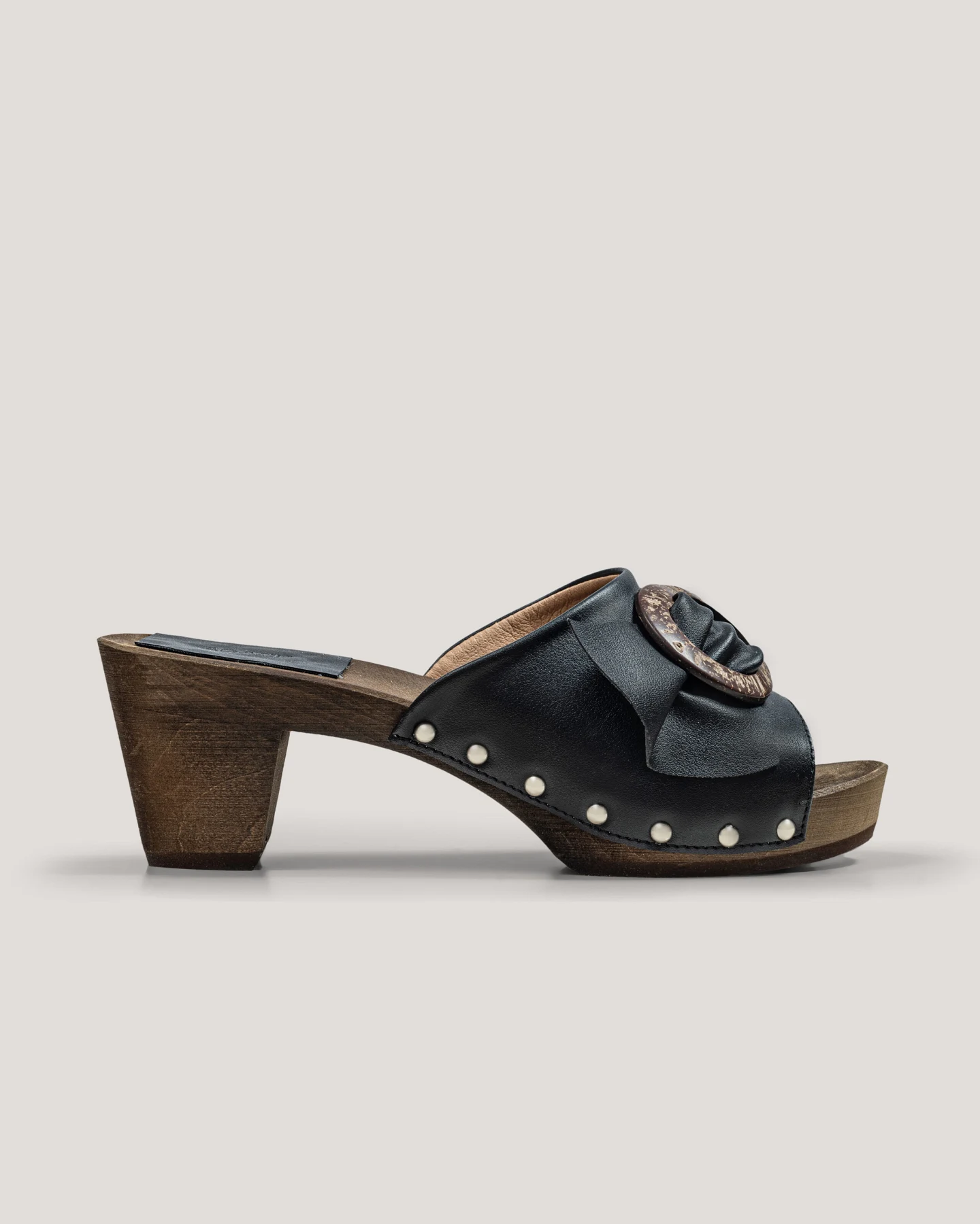 AGAZI Damen vegan Clogs Kokosnuss Schüchtern Veganes Öko-Leder Schwarz – Ansicht 2