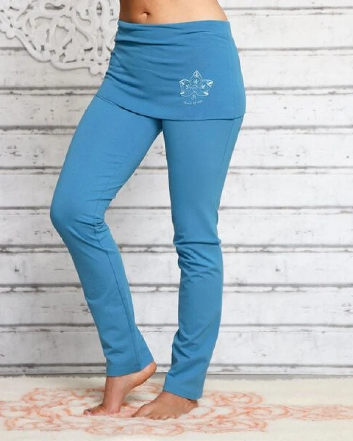 The Spirit of OM Yogahose mit breitem Rockbund aloha-blau