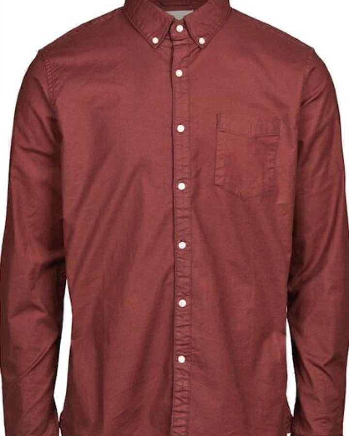 KnowledgeCotton Apparel Hemd - Stretched oxford shirt - Decadent Chokolade
