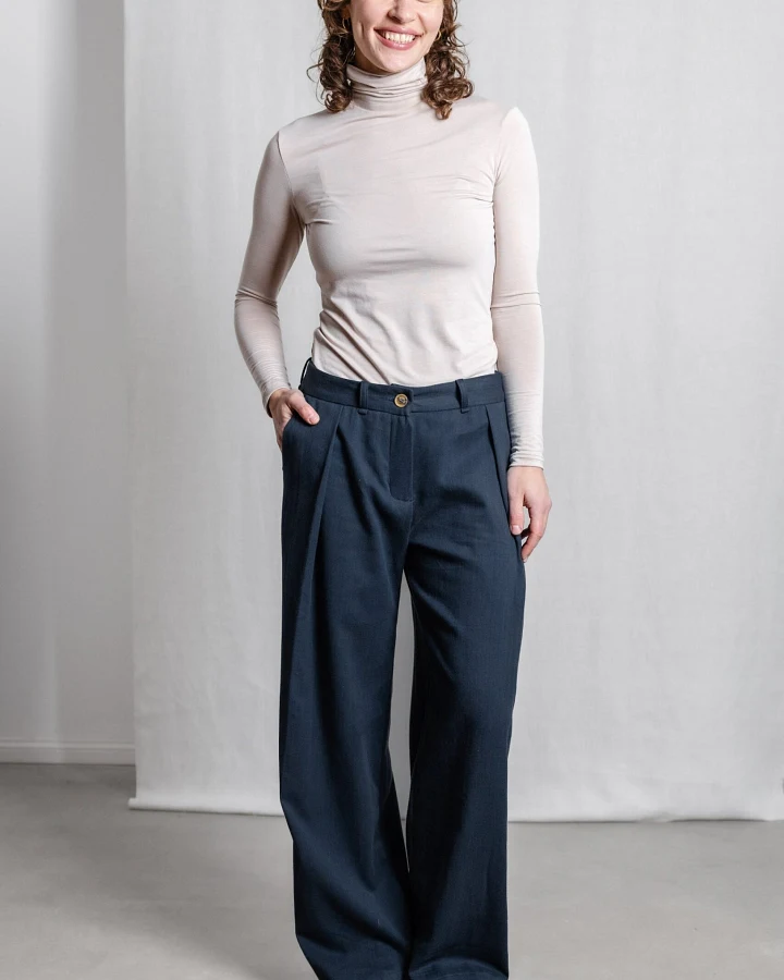 Jyoti Fair Works Damen vegan Hose Meghana Dunkelblau Grau