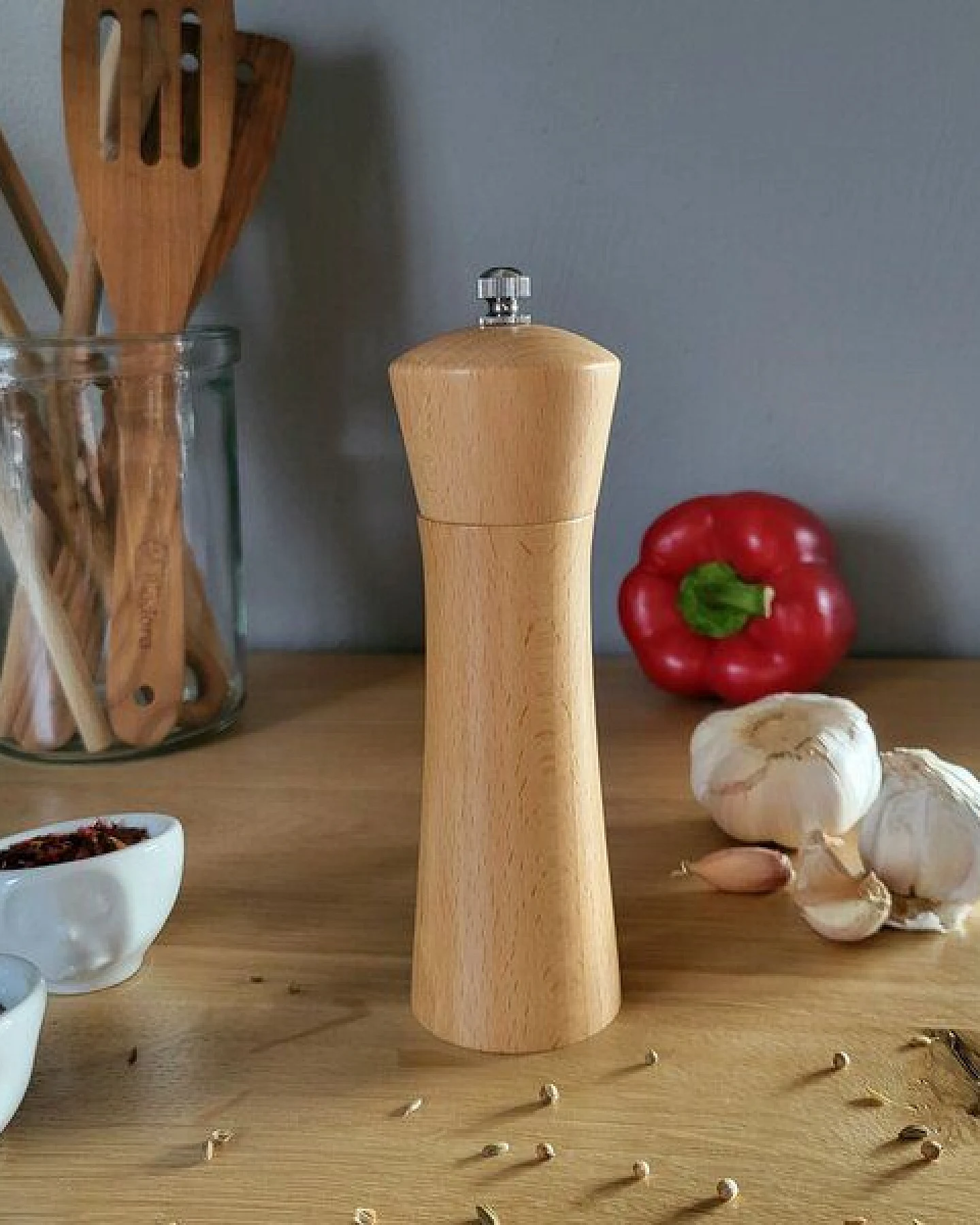 Biodora Pfeffer- und Gewürzmühle – Buchenholz – Keramikmahlwerk Stufenlos einstellbar – Langlebig – Ansicht 4