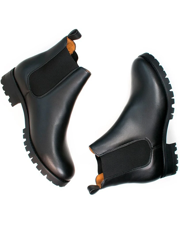 Will's Vegan Store Herren vegan Chelsea Boots Herren Wide Fit Luxe Deep Tread Schwarz