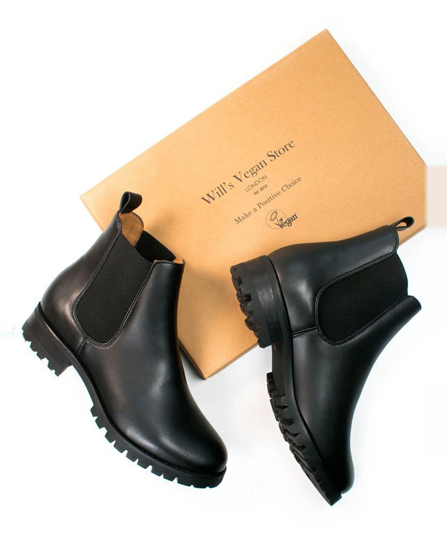 Will's Vegan Store Damen vegan Chelsea Boots Damen Wide Fit Luxe Deep Tread Schwarz – Ansicht 2