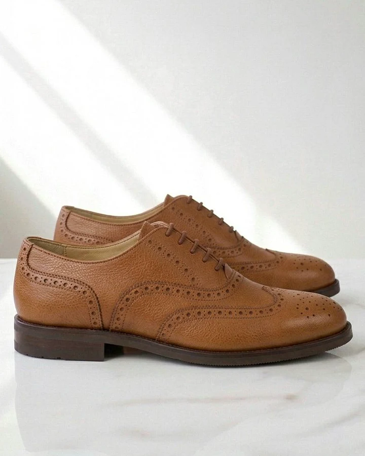 Will's Vegan Store Damen vegan Schuhe Damen Oxford Brogues Wide Fit Tan