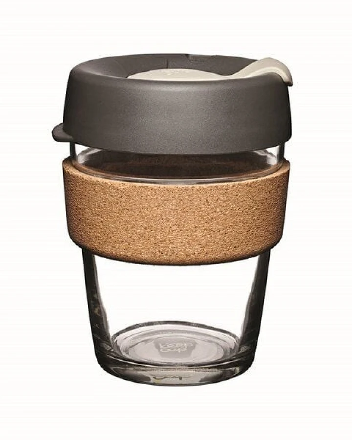 Kork-Glasbecher grauer Deckel KeepCup