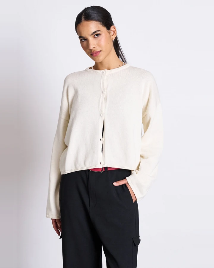 JAN 'N JUNE Damen vegan Leichte Strickjacke Asas Cremefarben