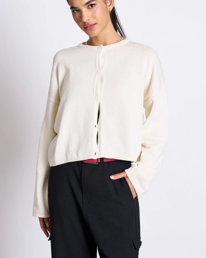 JAN 'N JUNE Damen vegan Leichte Strickjacke Asas Cremefarben