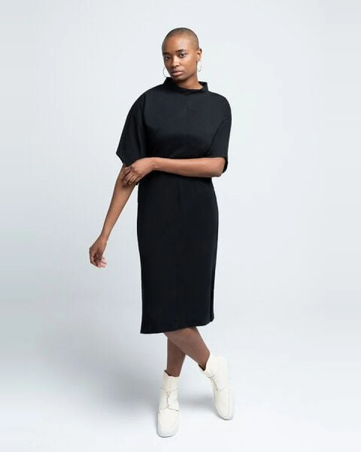 SHIPSHEIP YOKO - Damen Kleid mit Stehkragen aus Bio-Baumwolle